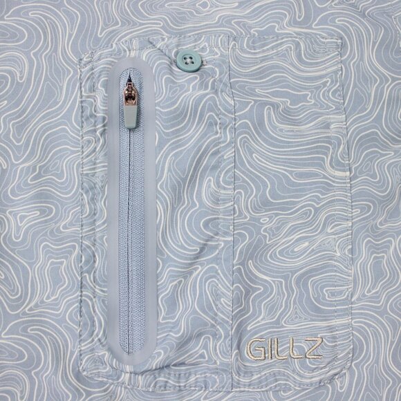 Gillz Shirt Mens Large Blue Geometric Polyester Stretch Fishing Long Sleeve - Picture 6 of 16